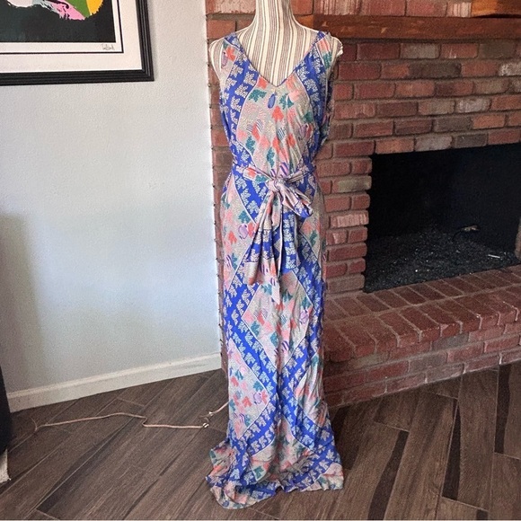 Anthropologie Ailanto Para Trucco Vilira Floral Fish Print Maxi Dress Sz S - Picture 4 of 14